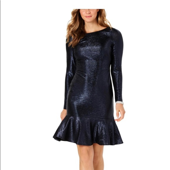 Nightway Metallic Flounce Dress - Picture 1 of 6